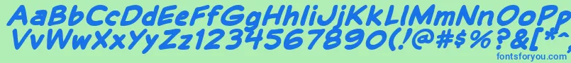 Weitere Informationen zur BalloonLetteringStressed-Schriftart BalloonLetteringStressed-Schriftart – Blaue Schriften auf grünem Hintergrund