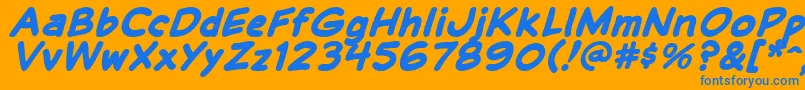 BalloonLetteringStressed Font – Blue Fonts on Orange Background