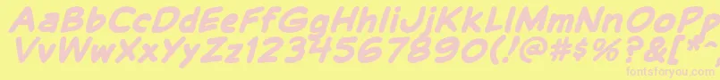 フォントBalloonLetteringStressed – ピンクのフォント、黄色の背景