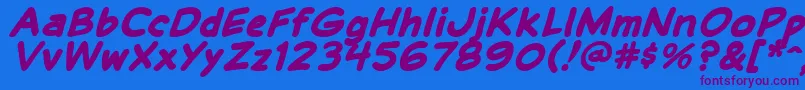 BalloonLetteringStressed Font – Purple Fonts on Blue Background