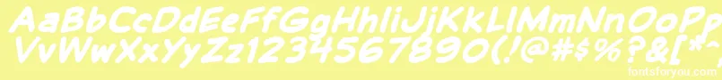 BalloonLetteringStressed-Schriftart – Weiße Schriften auf gelbem Hintergrund