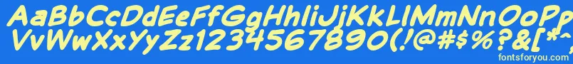 Fonte BalloonLetteringStressed – fontes amarelas em um fundo azul