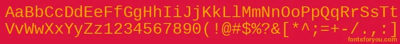 Cousine Font – Orange Fonts on Red Background