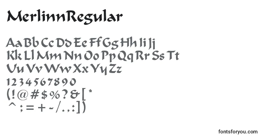 A fonte MerlinnRegular – alfabeto, números, caracteres especiais