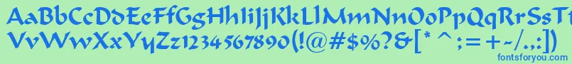 MerlinnRegular Font – Blue Fonts on Green Background