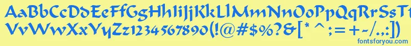 MerlinnRegular Font – Blue Fonts on Yellow Background