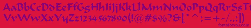 MerlinnRegular-Schriftart – Violette Schriften auf rotem Hintergrund