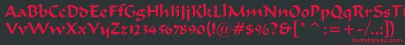 フォントMerlinnRegular – 黒い背景に赤い文字
