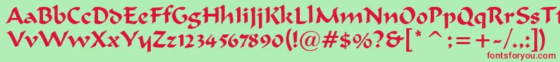 MerlinnRegular Font – Red Fonts on Green Background