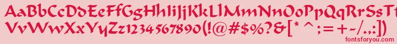 フォントMerlinnRegular – ピンクの背景に赤い文字