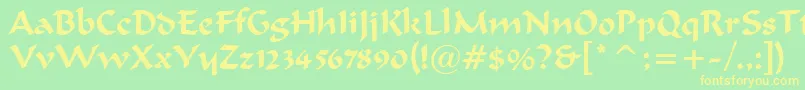 MerlinnRegular Font – Yellow Fonts on Green Background