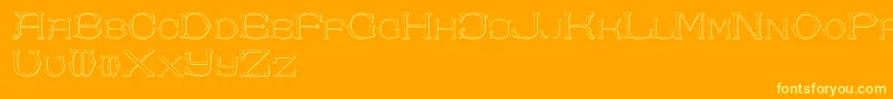 DolphusMiegAlphabetTwo-fontti – keltaiset fontit oranssilla taustalla