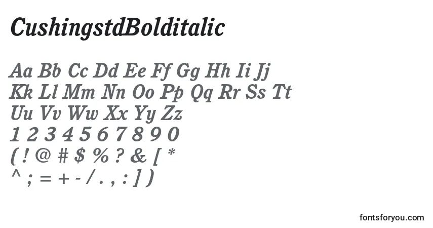 Шрифт CushingstdBolditalic – алфавит, цифры, специальные символы