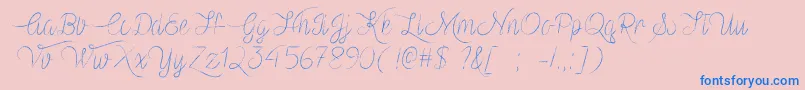 Więcej informacji o czcionce MfVampireHeart Czcionka MfVampireHeart – niebieskie czcionki na różowym tle