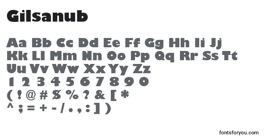 Schriftart Gilsanub – Alphabet, Zahlen, spezielle Symbole