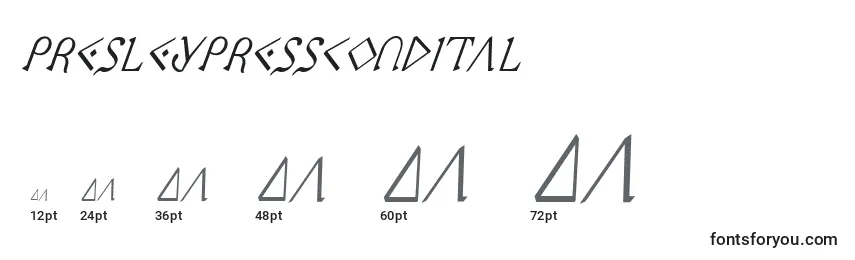 PresleyPressCondital Font Sizes