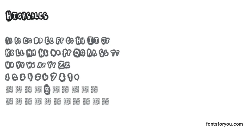 Highsales-fontti – aakkoset, numerot, erikoismerkit