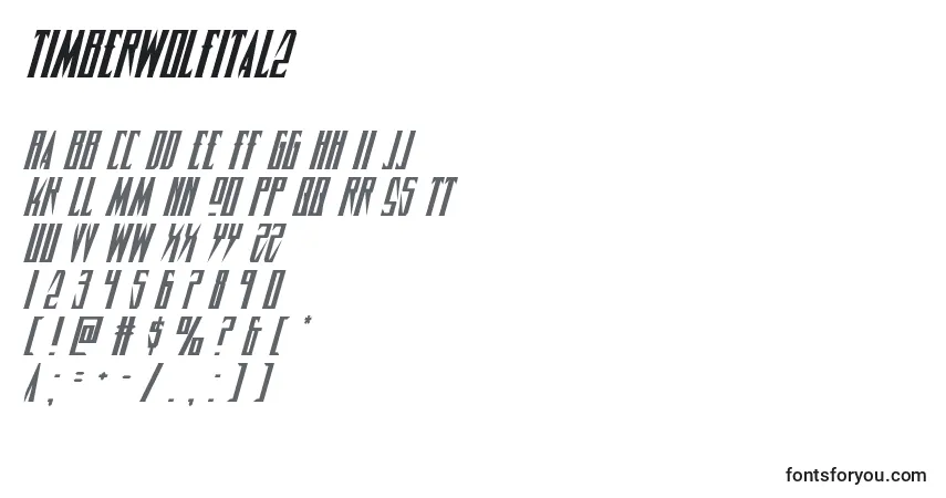 Шрифт Timberwolfital2 – алфавит, цифры, специальные символы