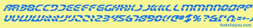StarfighterBoldItalic Font – Blue Fonts on Yellow Background