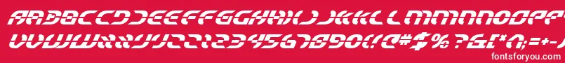 StarfighterBoldItalic-Schriftart – Weiße Schriften auf rotem Hintergrund