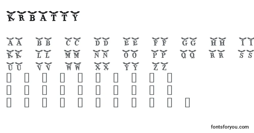 Schriftart KrBatty – Alphabet, Zahlen, spezielle Symbole