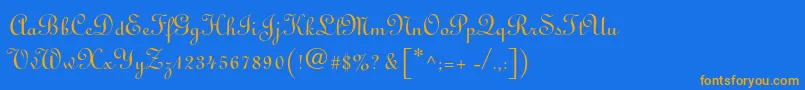 フォントLinoscriptstd – オレンジ色の文字が青い背景にあります。