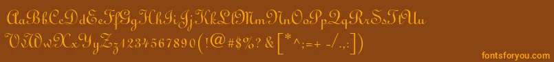 フォントLinoscriptstd – オレンジ色の文字が茶色の背景にあります。