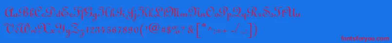 Linoscriptstd-fontti – punaiset fontit sinisellä taustalla