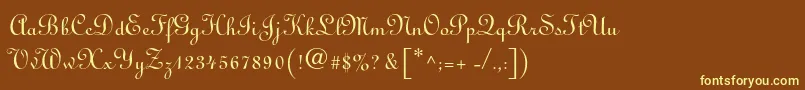 Linoscriptstd-fontti – keltaiset fontit ruskealla taustalla