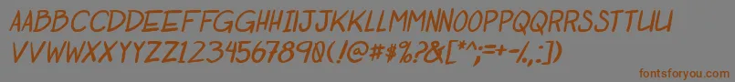 Weitere Informationen zur OtakuRantItalbold-Schriftart OtakuRantItalbold-Schriftart – Braune Schriften auf grauem Hintergrund