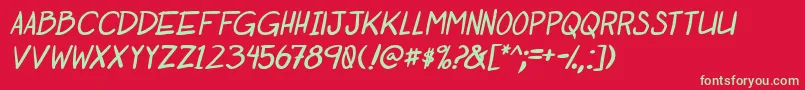 OtakuRantItalbold Font – Green Fonts on Red Background