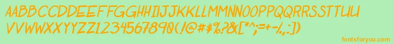 OtakuRantItalbold Font – Orange Fonts on Green Background