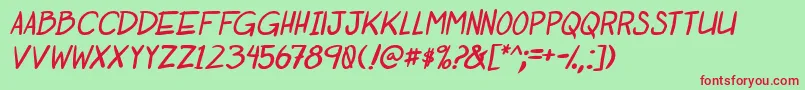 OtakuRantItalbold Font – Red Fonts on Green Background