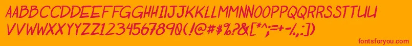 フォントOtakuRantItalbold – オレンジの背景に赤い文字