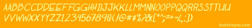 Czcionka OtakuRantItalbold – żółte czcionki na pomarańczowym tle