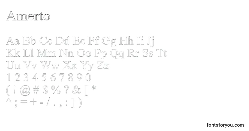 Шрифт Amerto – алфавит, цифры, специальные символы