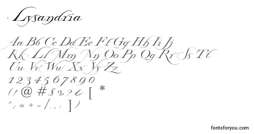 Шрифт Lysandria – алфавит, цифры, специальные символы
