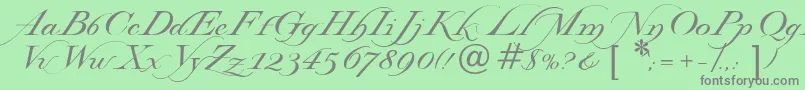 フォントLysandria – 緑の背景に灰色の文字