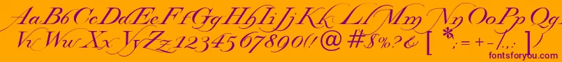 Lysandria-Schriftart – Violette Schriften auf orangefarbenem Hintergrund