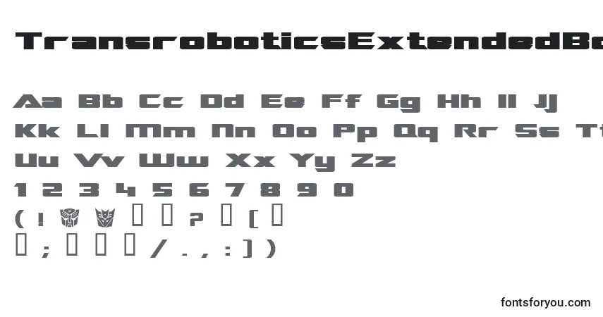 Czcionka TransroboticsExtendedBold – alfabet, cyfry, specjalne znaki