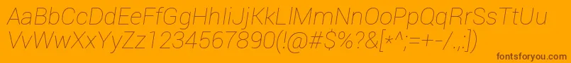 Roboto Thinitalic Font – Brown Fonts on Orange Background