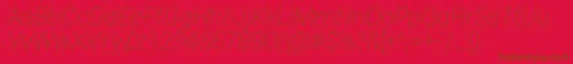 Roboto Thinitalic-Schriftart – Braune Schriften auf rotem Hintergrund