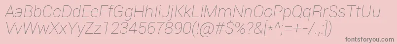 フォントRoboto Thinitalic – ピンクの背景に灰色の文字