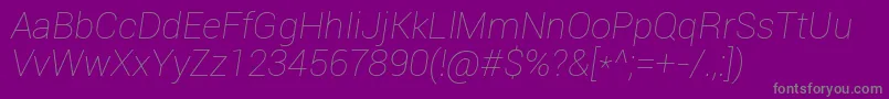 フォントRoboto Thinitalic – 紫の背景に灰色の文字