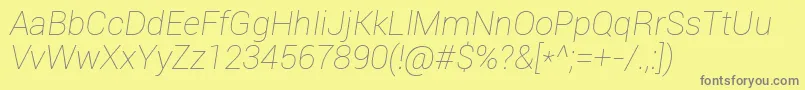 Roboto Thinitalic Font – Gray Fonts on Yellow Background