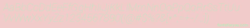 Roboto Thinitalic-Schriftart – Grüne Schriften auf rosa Hintergrund