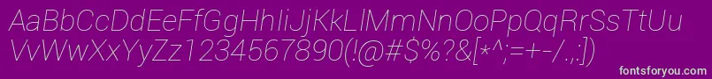 Roboto Thinitalic Font – Green Fonts on Purple Background