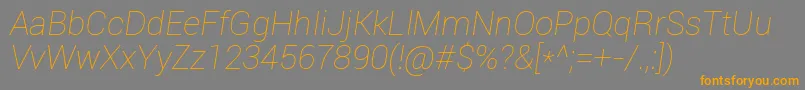 Roboto Thinitalic Font – Orange Fonts on Gray Background