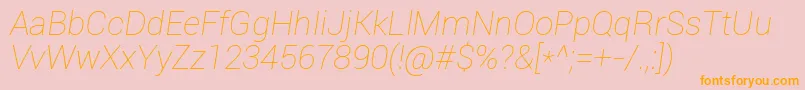 Roboto Thinitalic Font – Orange Fonts on Pink Background