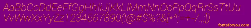 Roboto Thinitalic Font – Orange Fonts on Purple Background